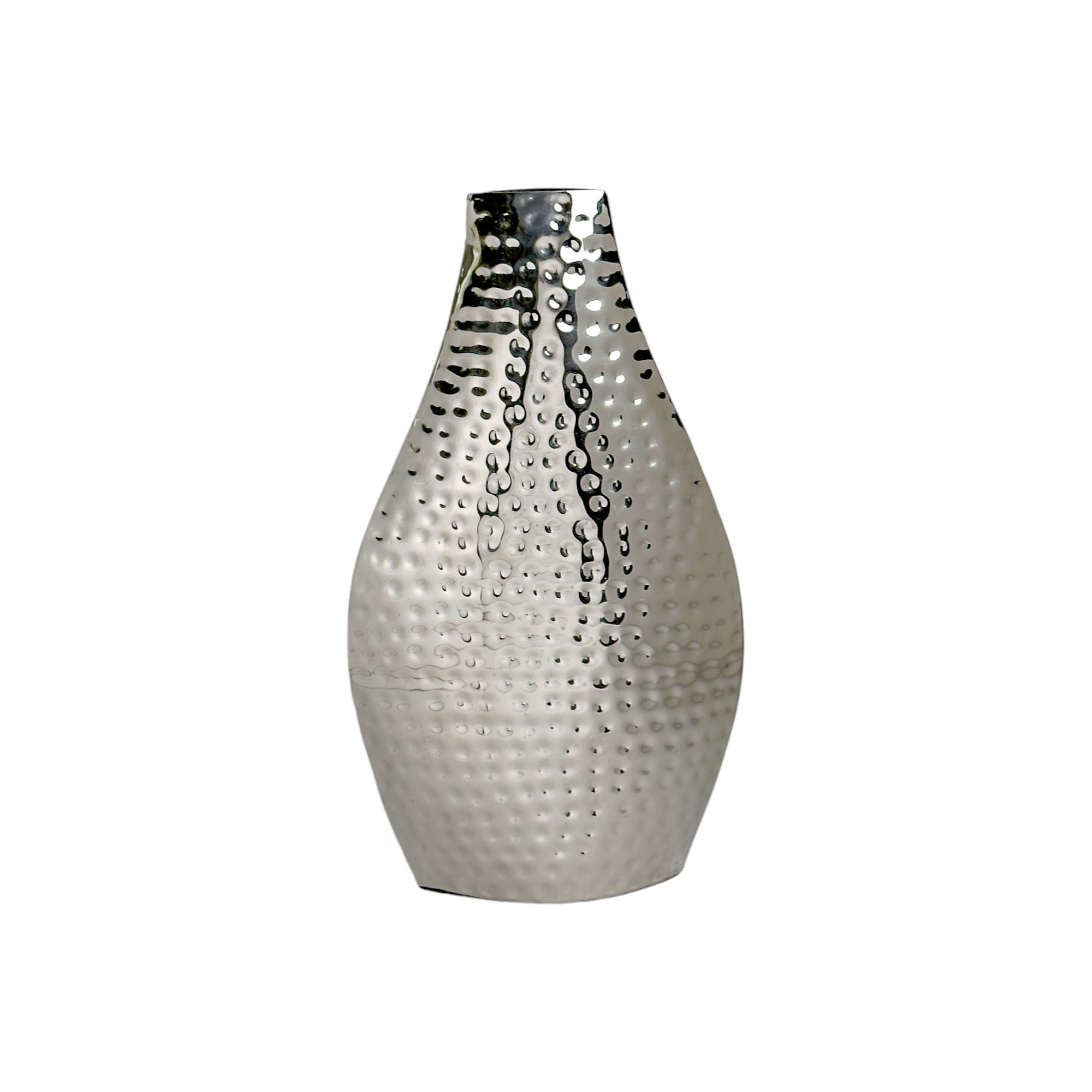 Brayden Studio® 17" Silver Hammered Stainless Steel Table Vase | Wayfair